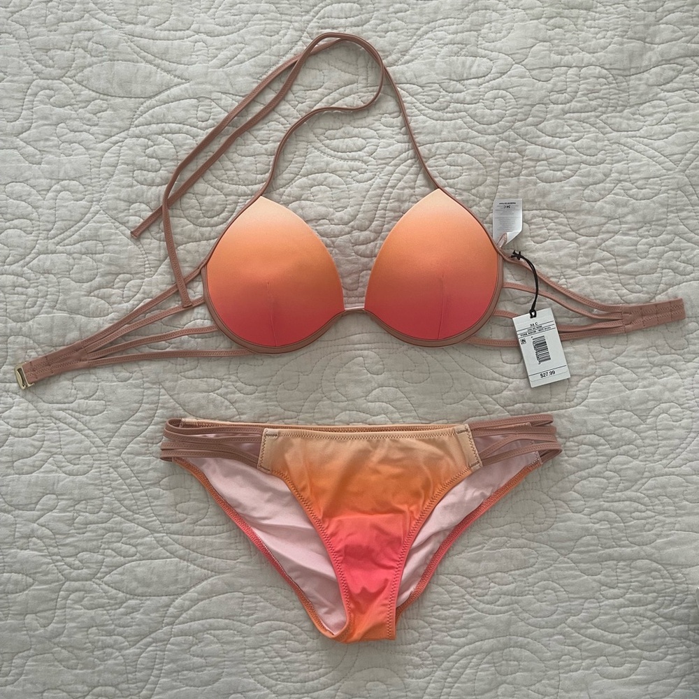 Orange ombré Bikini Set 34C in top Medium in bottoms